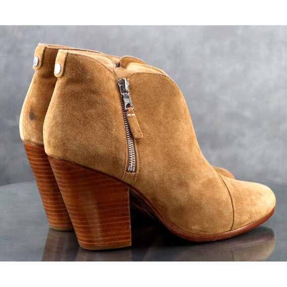 Rag & Bone Margot $325 Women's Ankle Booties Boots Size EU 41 US 11 Suede Tan - Picture 9 of 13